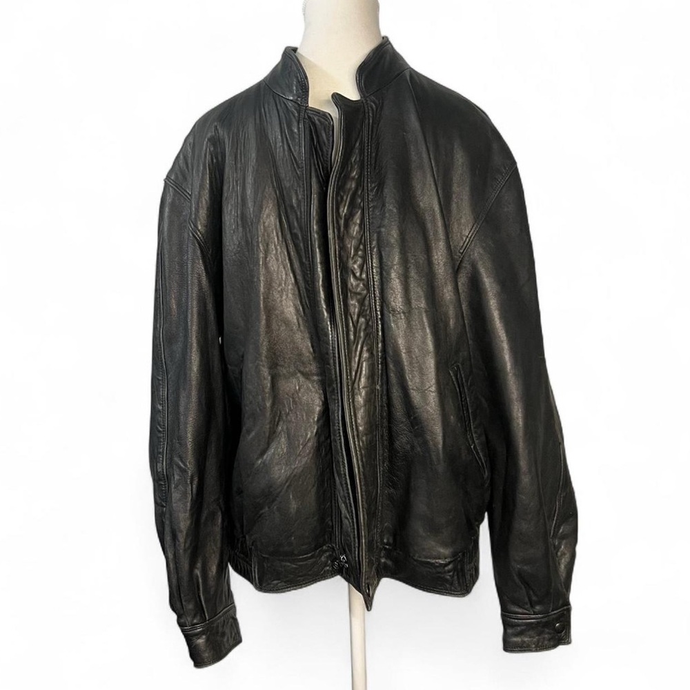 Vintage Exclusivos Baez black leather jacket size Small‎